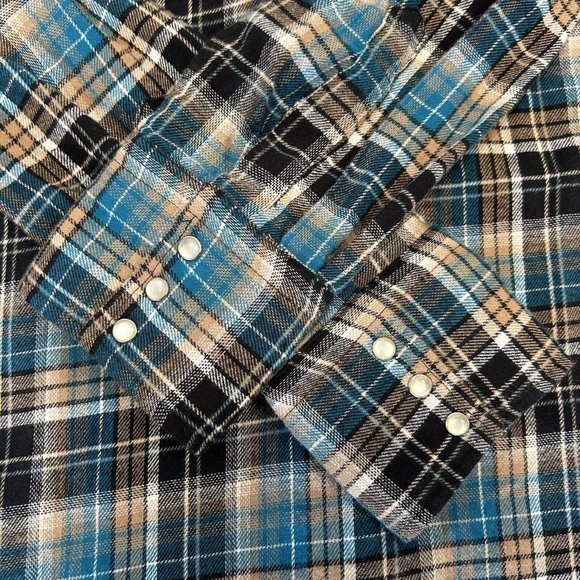 Wrangler Plaid Western Pearl Snap Button Up Shirt Men Size XL Flannel - Picture 9 of 9